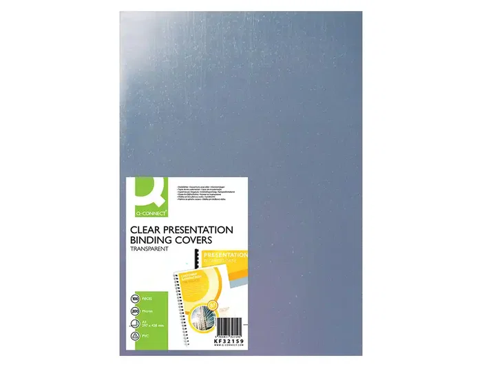 Q-connect Tapa Encuadernacion PVC DIN A3 Incolora 200 mc Caja 100 Unidades