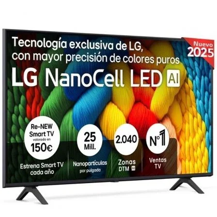 LG 50NANO80A6B - Televisor 50" Smart TV 4K UHD NanoCell, Procesador α7 AI Gen8, webOS 25, Magic Remote, HDR10, VRR, Modo Filmmaker y WOW Interface LG 50NANO80A6B - Televisor 50" Smart TV 4K UHD NanoCell, Procesador α7 AI Gen8, webOS 25, Magic Remote, HDR10, VRR, Modo Filmmaker y WOW Interface