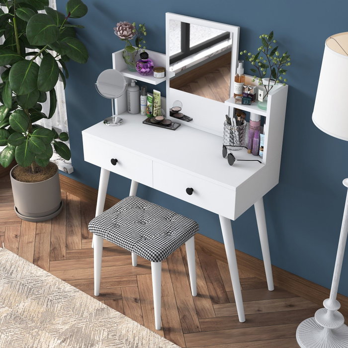 Hanah Home BJ102-2235 Mesa de Maquillaje Blanca 103x111.8x40 cm