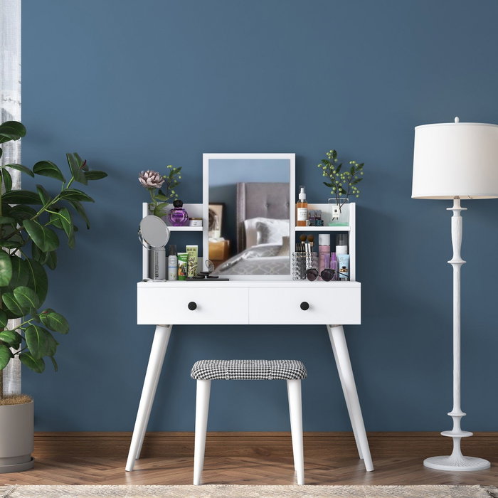 Hanah Home BJ102-2235 Mesa de Maquillaje Blanca 103x111.8x40 cm