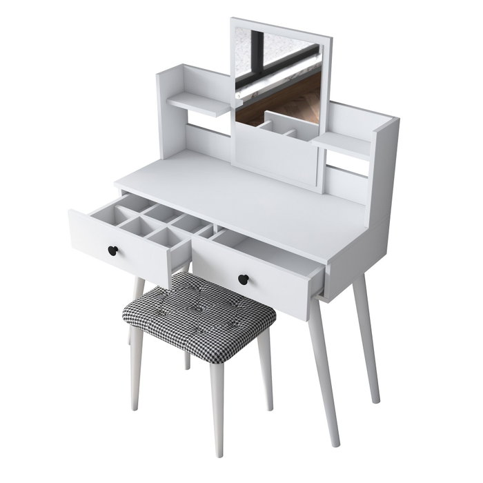 Hanah Home BJ102-2235 Mesa de Maquillaje Blanca 103x111.8x40 cm