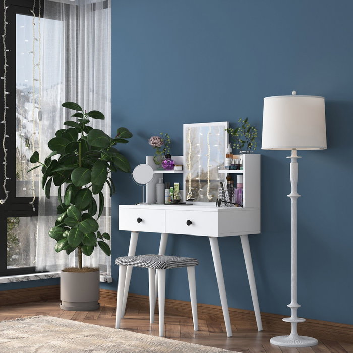Hanah Home BJ102-2235 Mesa de Maquillaje Blanca 103x111.8x40 cm