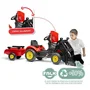 Falk Tractor de pedal rojo con capó abatible y pala articulada, incluye remolque para niños de 2 a 5 años