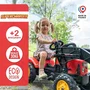 Falk Tractor de pedal rojo con capó abatible y pala articulada, incluye remolque para niños de 2 a 5 años