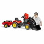 Falk Tractor de pedal rojo SuperCharger con capota abatible y remolque
