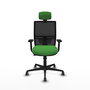 PIQUERAS Y CRESPO Silla de oficina Yunquera con mecanismo Sincro/Traslack, Verde y Negro
