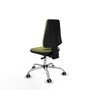 Silla de oficina Elche con mecanismo Asincro tapizada con Tela color Verde oliva. Equipada con Base cromada, Sin brazos y Ruedas 65 mm parqué