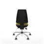 Silla de oficina Elche con mecanismo Asincro tapizada con Tela color Verde oliva. Equipada con Base cromada, Sin brazos y Ruedas 65 mm parqué