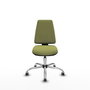 Silla de oficina Elche con mecanismo Asincro tapizada con Tela color Verde oliva. Equipada con Base cromada, Sin brazos y Ruedas 65 mm parqué