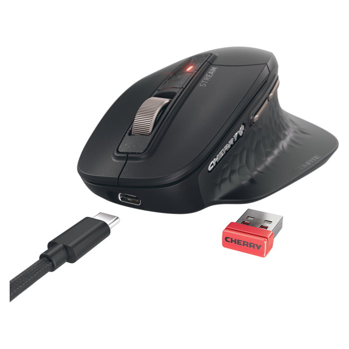 Cherry Stream Mouse ULTIMATE - Ratón inalámbrico RF, Bluetooth 5.2 y USB-C, 4000 DPI, Negro Cherry Stream Mouse ULTIMATE - Ratón inalámbrico RF, Bluetooth 5.2 y USB-C, 4000 DPI, Negro
