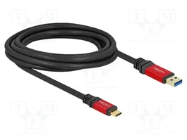 DeLOCK Cable USB 10 Gbps USB Tipo-A a USB Type-C™ 3 m Rojo Metal