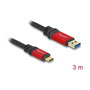 DeLOCK Cable USB Tipo-A a USB Tipo-C™ 3 m Rojo Metal