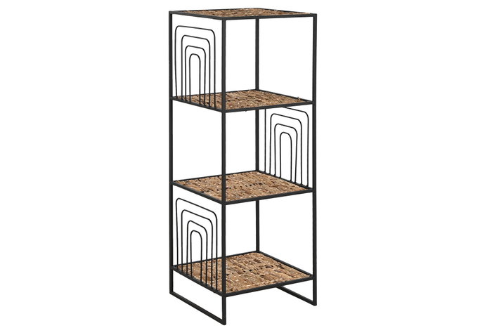 DKD Home Decor Estanteria Balines Negro Natural Metal Fibra 35 x 98 x 35 cm