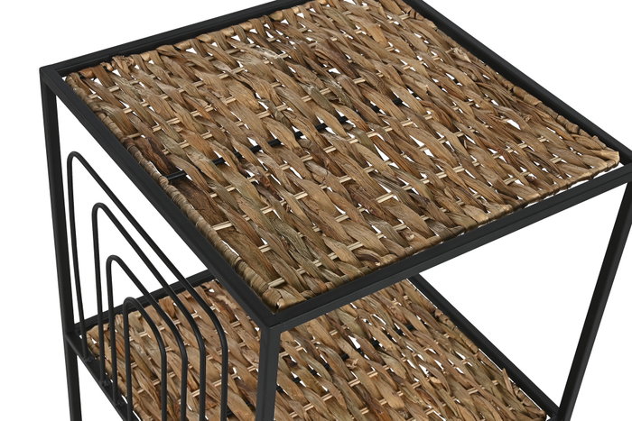 DKD Home Decor Estanteria Balines Negro Natural Metal Fibra 35 x 98 x 35 cm
