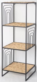 DKD Home Decor Estanteria Balines Negro Natural Metal Fibra 35 x 98 x 35 cm