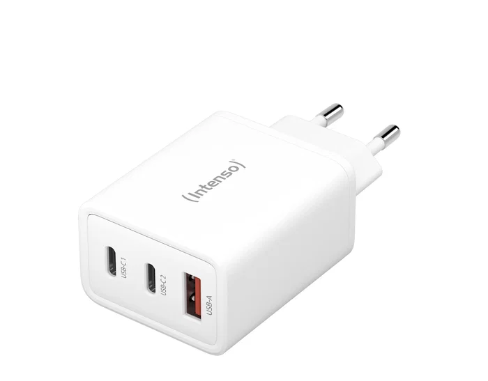Intenso Cargador de Pared 65W GAN POWER ADAPTER 1x USB-A y 2x USB-C para Carga Rápida PD 3.0 PPS QC 4.0 - Universal, Blanco, 7806512 / W65ACC1XUSB-A2XUSB-C Intenso Cargador de Pared 65W GAN POWER ADAPTER 1x USB-A y 2x USB-C para Carga Rápida PD 3.0 PPS QC 4.0 - Universal, Blanco, 7806512 / W65ACC1XUSB-A2XUSB-C