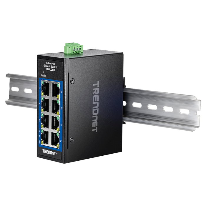 TRENDnet TI-GLC80 Switch Industrial de 8 Puertos Gigabit Ethernet Negro