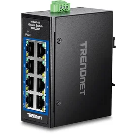 TRENDNET Switch No Administrado TI-GLC80 8 Puertos Gigabit Ethernet (10/100/1000) Negro - Full Duplex, Montaje en Pared y Carril DIN, Capacidad de Conmutación 16 Gbit/s