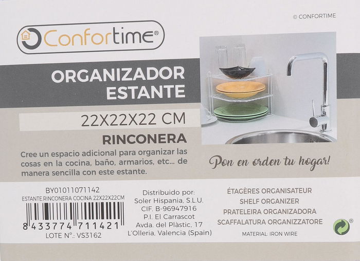Confortime Estante Rinconera Cocina White 22 x 22 x 22 cm (8 Unidades)