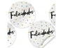 Arguval Rollo 250 Etiquetas Redondas Felicidades 4 cm Diámetro, Etiquetas Adhesivas Decoración Regalos