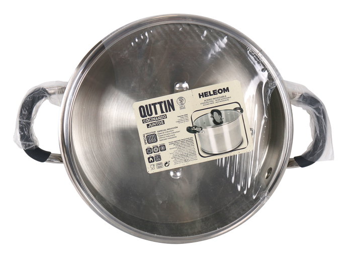 Quttin Cacerola Baja Acero Inoxidable 24 cm, 0.8 mm Grosor, 2.2 L (4 Unidades)