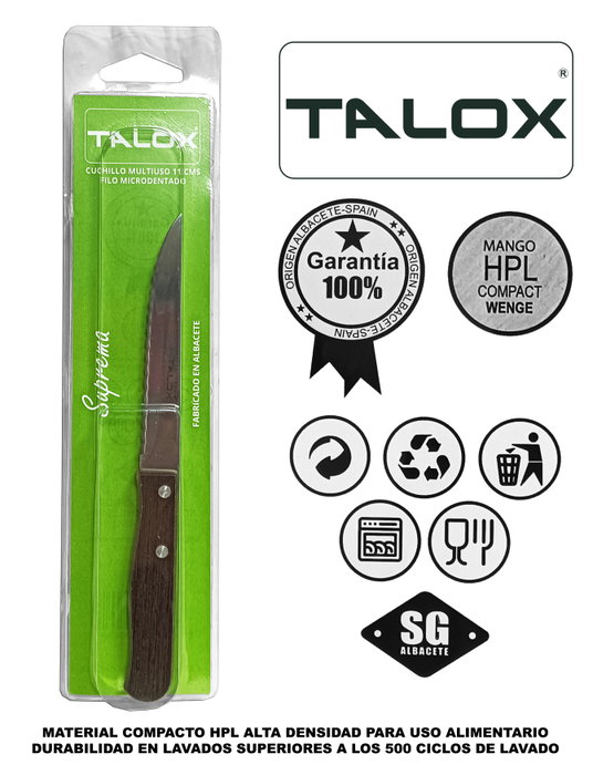 TALOX Cuchillo Multiusos Inox 20 cm con Hoja Dentada de 11 cm