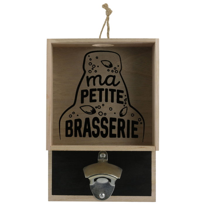 Totally Addict Abrebotellas Pared Bistrot con Caja Contadora de Chapas 17,5x7x26,5 cm