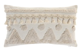DKD Home Decor Cojín de Poliéster 50x30 Crudo con Aplicaciones (Pack de 2)