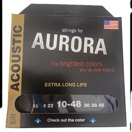 AURORA STRINGS Cuerdas Acústica 10-48 Phos Bronze/Silver Phos Bronze Revestidas Tacto Suave Made in USA