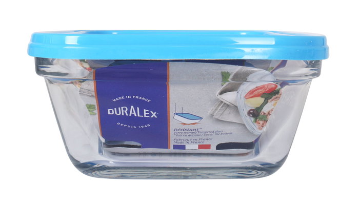 Duralex Fiambrera Rectangular 1.1L Tapa Azul Freshbox 19 x 14 x 7 cm (6 Unidades)