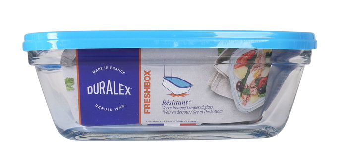 Duralex Fiambrera Rectangular 1.1L Tapa Azul Freshbox 19 x 14 x 7 cm (6 Unidades)