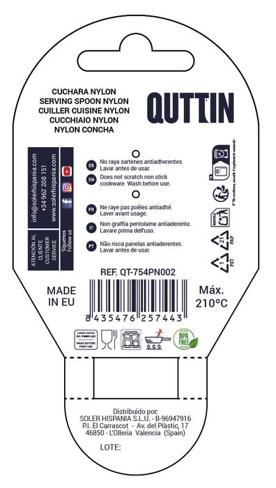 Quttin Cuchara Nylon Negra 34 cm x 6.5 cm (24 Unidades) Quttin Cuchara Nylon Negra 34 cm x 6.5 cm (24 Unidades)