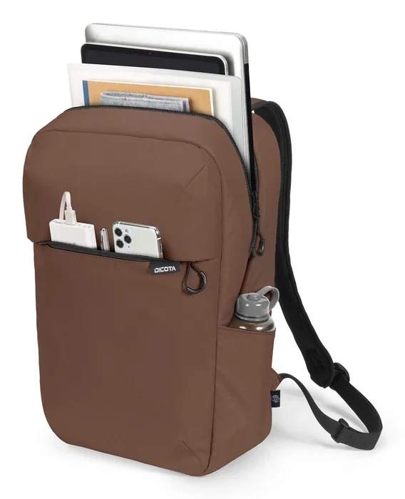 Dicota D32124-RPET Mochila Informal con Compartimento para Portátil 13-16" (16L), Marrón, Poliéster Resistente al Agua