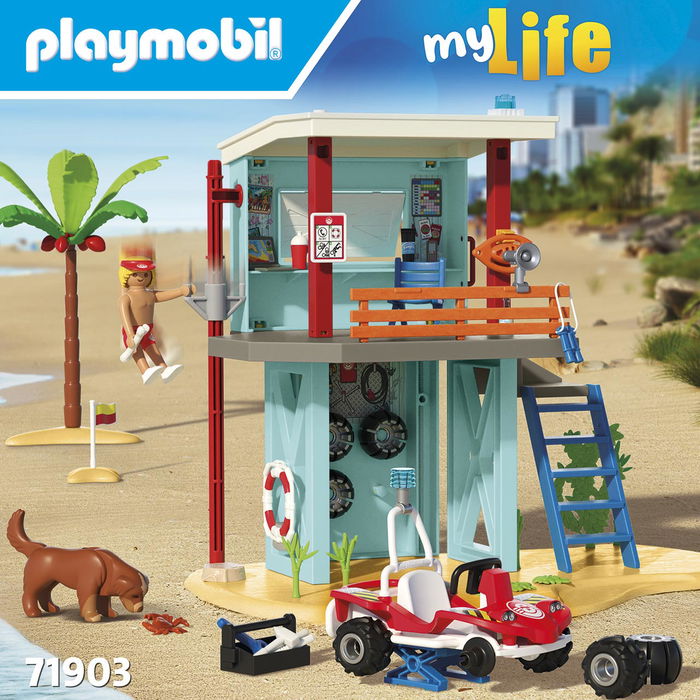 Playmobil Torre De Vigilancia Con Coche De Playa 71903 Set De Rescate En La Playa Para Niños +4 Años