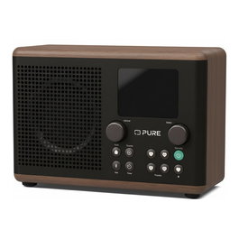 PURE Classic H4 Radio Digital Portátil DAB+ FM con Bluetooth 5.3, Reloj Alarma, 10W, Negro/Walnuss para UE/UK