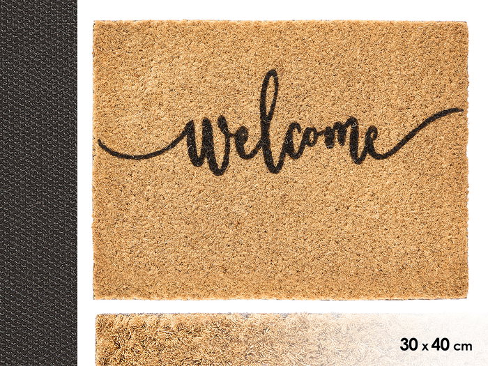 Giftdecor Felpudo Welcome Fibra de Coco Marrón y Negro 30x40 cm (Set de 10) Giftdecor Felpudo Welcome Fibra de Coco Marrón y Negro 30x40 cm (Set de 10)
