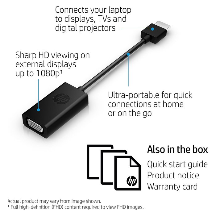 HP Adaptador HDMI a VGA H4F02AA Negro HP Adaptador HDMI a VGA H4F02AA Negro