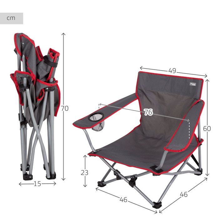 Aktive Silla baja plegable camping gris