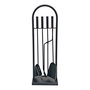 EDM Kit de Chimenea de 4 Piezas con Soporte - Atizador, Pinza, Pala y Cepillo - Metal Negro 23 x 68 cm