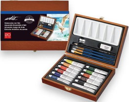 ARTIST BY ALEX BOG Caja de madera con 20 tubos de acuarela de 12 ml colores surtidos