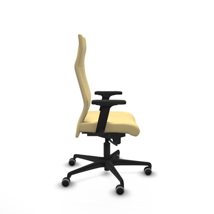 PIQUERAS Y CRESPO Sillón Albacete con Mecanismo Sincro, Similpiel Crema, Brazos 2D