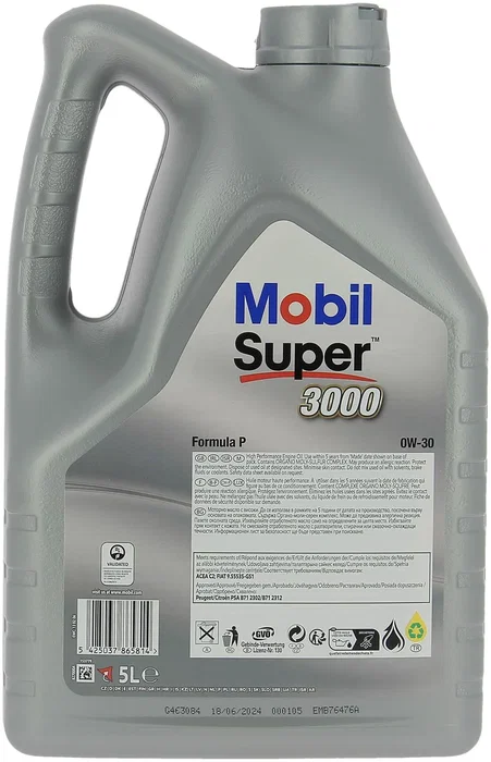 Mobil Aceite de motor sintético S3000 Formula-P 0W30 5 L para sistemas de reducción de emisiones