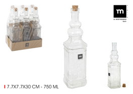 La Mediterranea Botella de Vidrio con Tapa de Corcho 750ml (Pack de 24)
