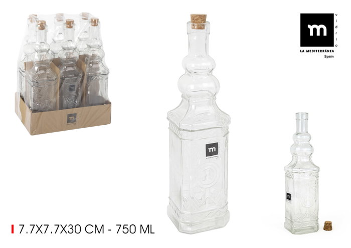La Mediterranea Botella de Vidrio con Tapa de Corcho 750ml (Pack de 24) La Mediterranea Botella de Vidrio con Tapa de Corcho 750ml (Pack de 24)