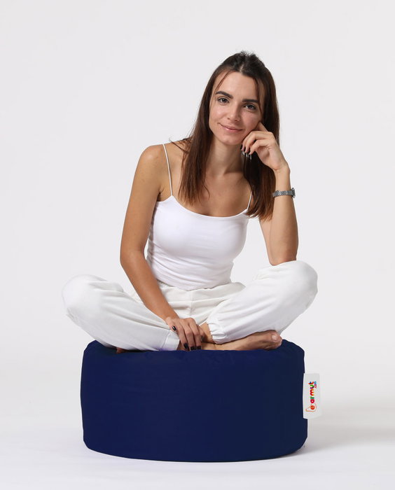 Atelier Del Sofa Puf de Jardín Redondo Azul Oscuro 55x30 cm, Resistente al Agua