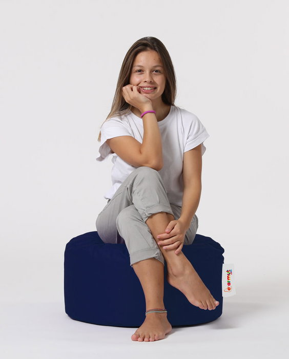 Atelier Del Sofa Puf de Jardín Redondo Azul Oscuro 55x30 cm, Resistente al Agua