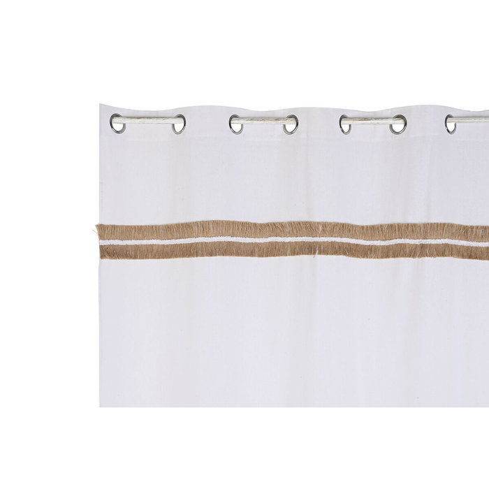 DKD Home Decor Cortina de Algodón y Yute 140x260 cm con Anillas Blanco/Natural