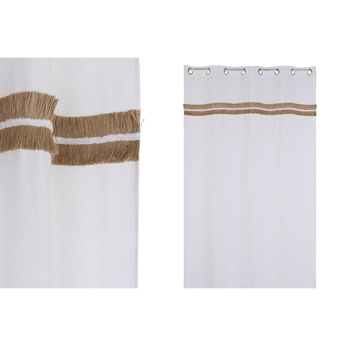 DKD Home Decor Cortina de Algodón y Yute 140x260 cm con Anillas Blanco/Natural