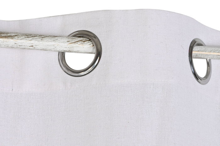 DKD Home Decor Cortina de Algodón y Yute 140x260 cm con Anillas Blanco/Natural