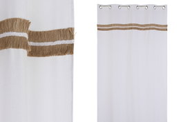 DKD Home Decor Cortina de Algodón y Yute 140x260 cm con Anillas Blanco/Natural